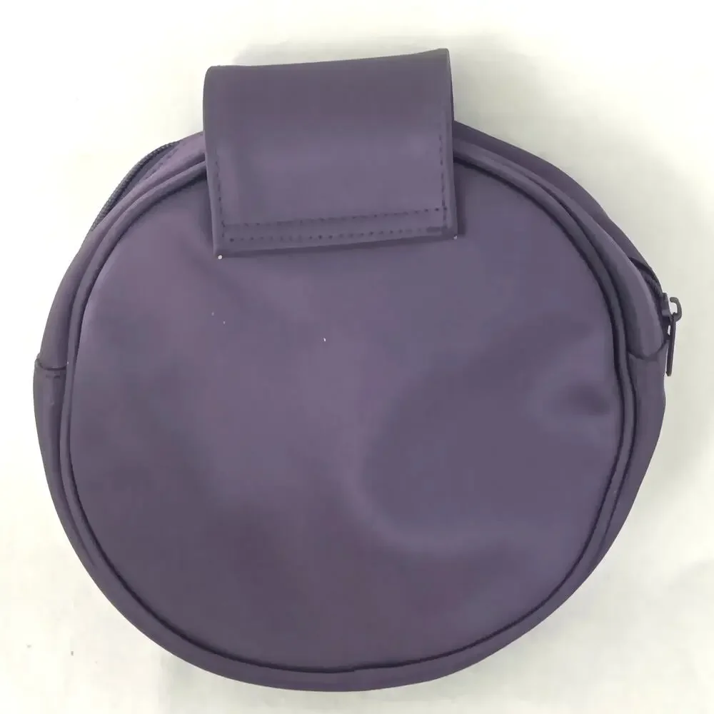 YSL Purple Gold Tassel Cosmetic Bag Travel Small Medium Circle Zip Top Lot of 2
